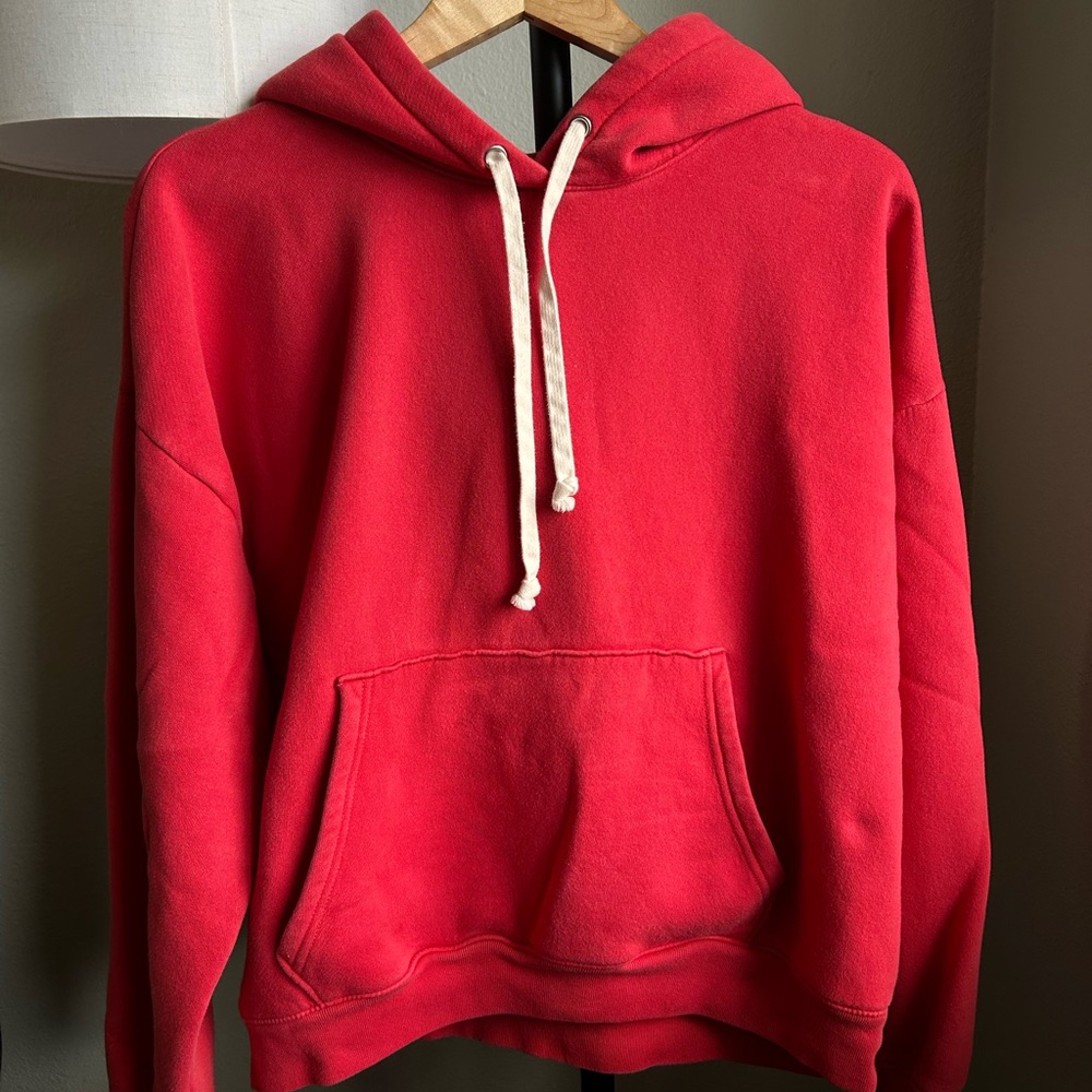 Red Heritage Fleece Hoodie Sweatshirt, JCREW, women’s XL
